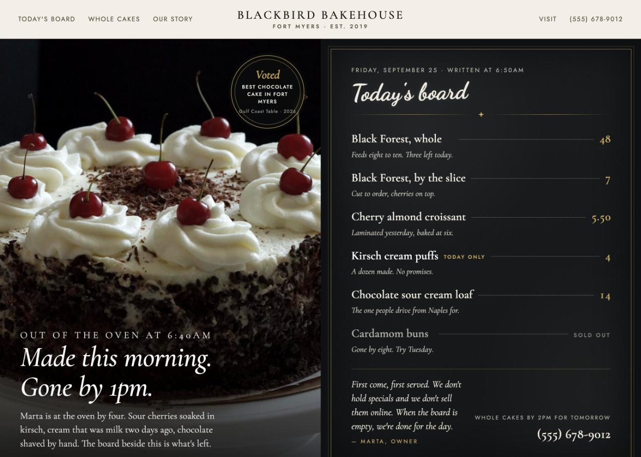 Blackbird Bakehouse website