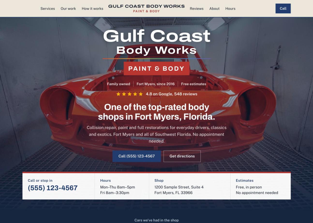 Gulf Coast Body Works website