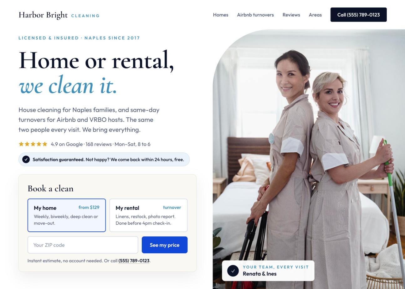 Harbor Bright Cleaning website